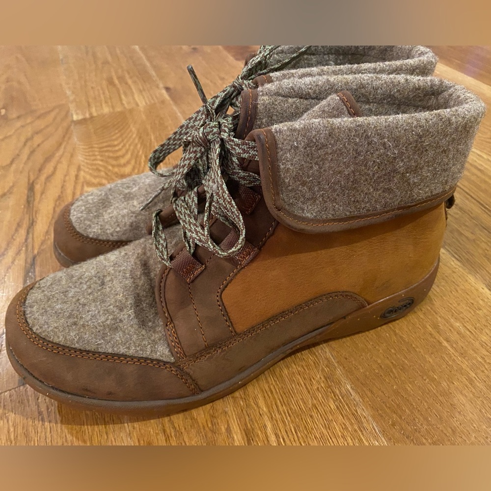 Chaco Women's Barbary Casual Fold Down Leather Boots Pinecone J105446 Size 10